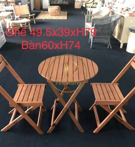 Bộ bàn ghế xếp gấp: Bàn 60xH74, Ghế 49.5x39xH79