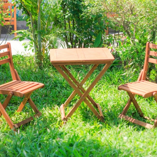 Bộ bistro xếp : 600*600*720mm ghế 380*500*800mm gỗ Acacia màu oil mẫu 1