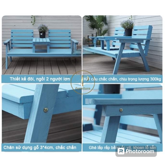 Ghế đôi thư giản màu xanh